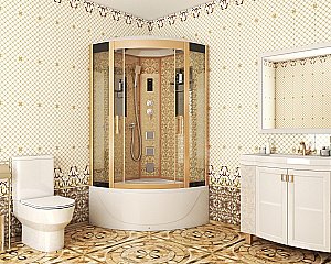 Душевая кабина Niagara Luxe 7710G 100х100 профиль золото/стекло прозрачное купить в интернет-магазине Sanbest