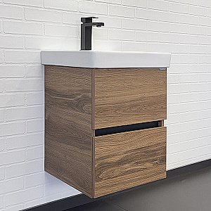 Тумба с раковиной Comforty Дартфорд 45 дуб тёмно коричневый для ванной в интернет-магазине Sanbest