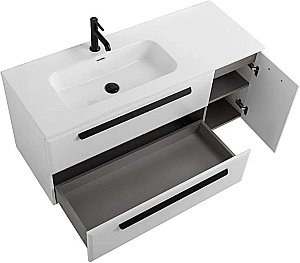 Тумба с раковиной Cezares ECO-CER-N 120 ECO-CER-N-1200-2C-1A-SO-BL белая глянцевая для ванной в интернет-магазине Sanbest