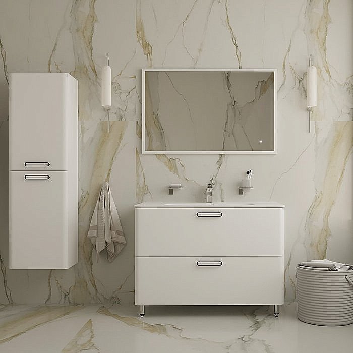 Тумба с раковиной Iddis Brick BRI10WFi95K 100 белая для ванной в интернет-магазине Sanbest