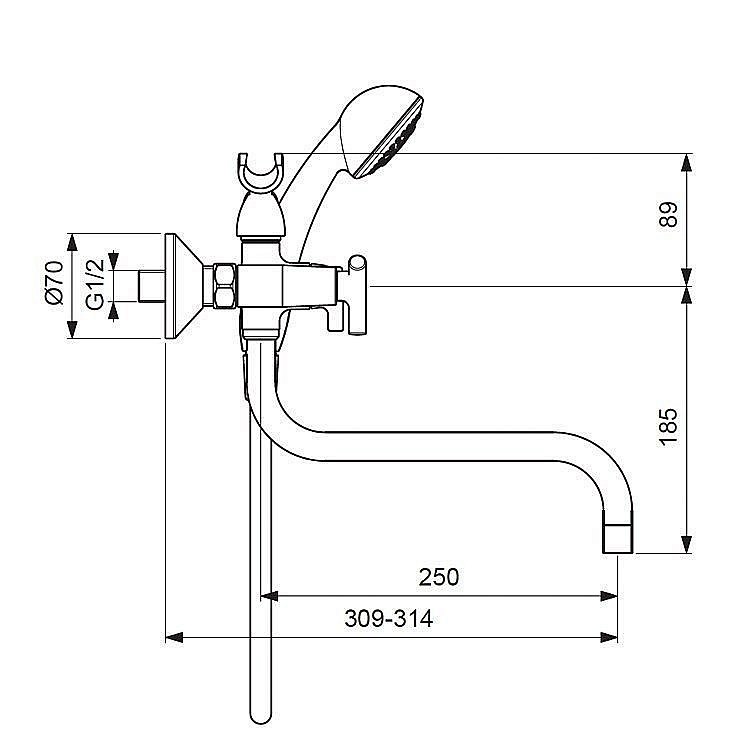 Смеситель для ванны и душа VIDIMA TRINITY BA261AA купить в интернет-магазине сантехники Sanbest