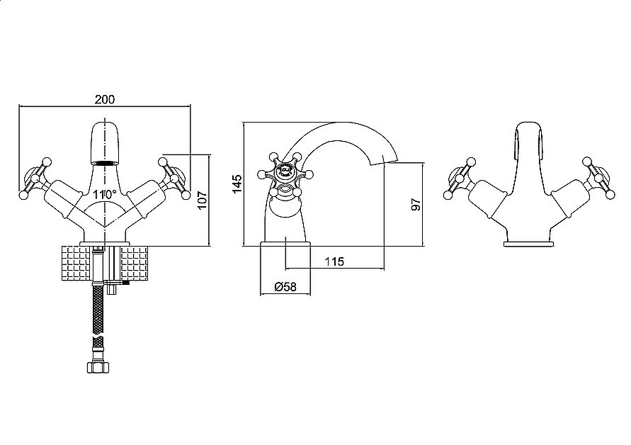 Смеситель для раковины Burlington Birkenhead BI45-QT купить в интернет-магазине сантехники Sanbest