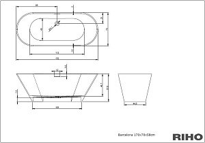 Ванна мраморная Riho Barcelona 170x70 купить в интернет-магазине Sanbest