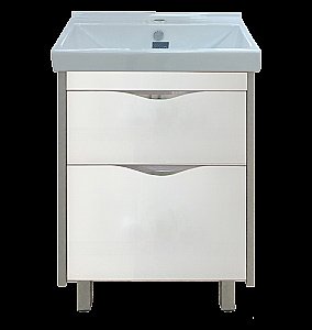 Тумба с раковиной напольная Misty Фест 60 Белый эмаль Стекло для ванной в интернет-магазине Sanbest