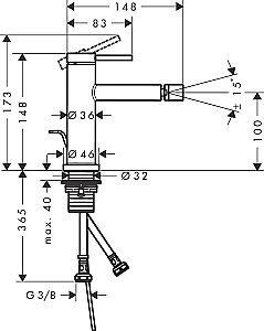 Смеситель для биде Hansgrohe Tecturis S 73201000 хром купить в интернет-магазине сантехники Sanbest
