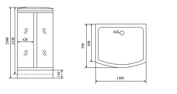 Душевая кабина Timo LUX TL 1501 110x95 купить в интернет-магазине Sanbest