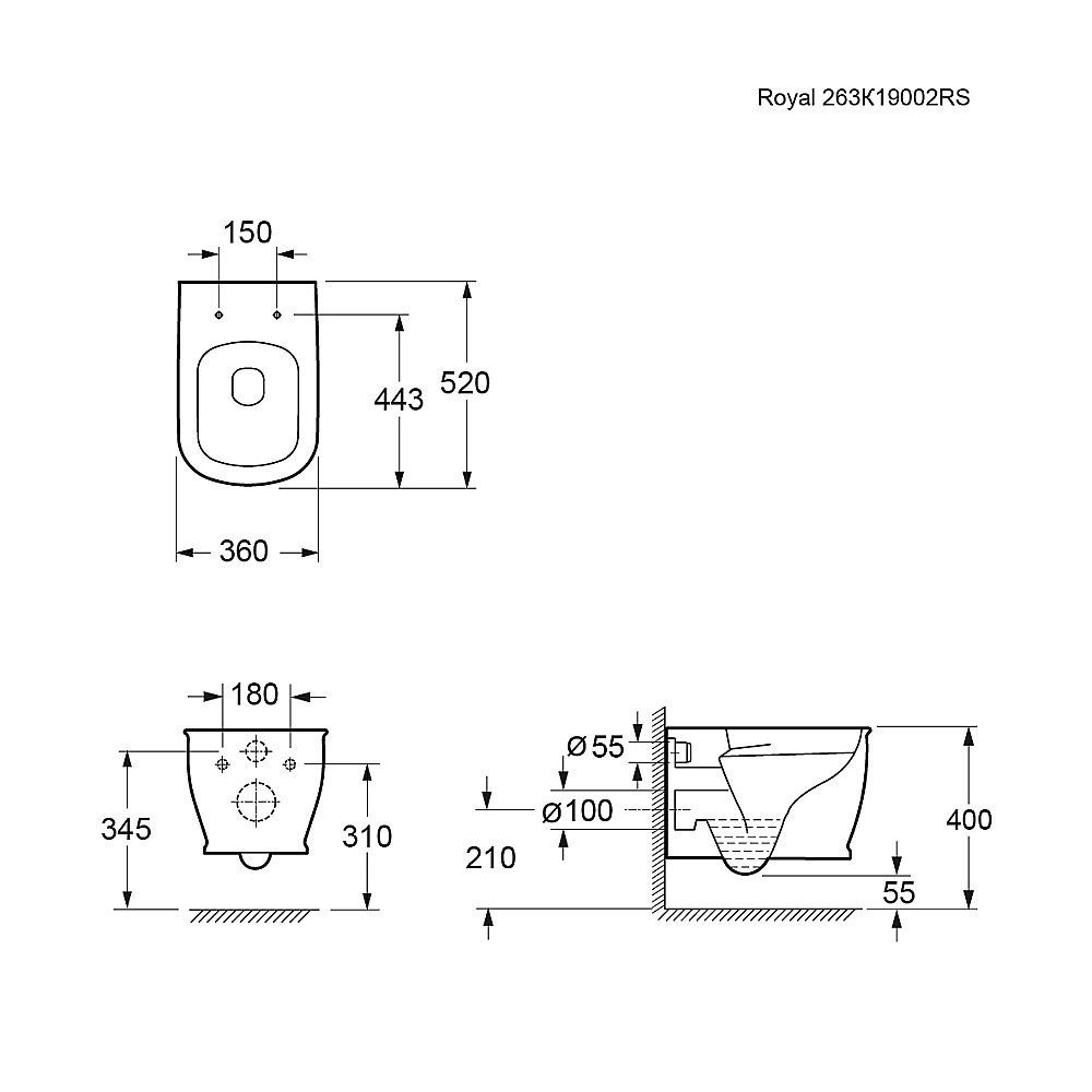 Унитаз подвесной Ambassador Royal 263K19002RS безободковый, с крышкой микролифт, белый купить в интернет-магазине Sanbest