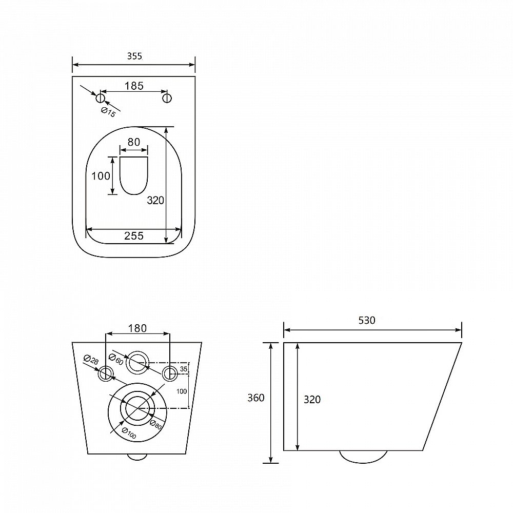 Унитаз подвесной Abber Rechteck AC1201T смыв торнадо, с крышкой микролифт, безободковый, белый купить в интернет-магазине Sanbest