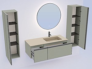 Тумба с раковиной Armadi Art QUATRO 2 140 LUNA/профиль ANTHRACITE/раковина DAPHNE для ванной в интернет-магазине Sanbest