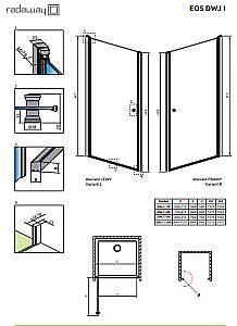 Душевая дверь Radaway Eos DWJ I 100 стекло прозрачное/профиль хром купить в интернет-магазине Sanbest