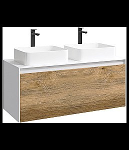 Тумба с раковиной Aqwella Mobi 120 белый/дуб балтийский для ванной в интернет-магазине Sanbest