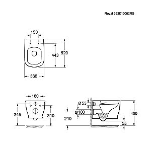 Унитаз подвесной Ambassador Royal 263K19002RS безободковый, с крышкой микролифт, белый купить в интернет-магазине Sanbest