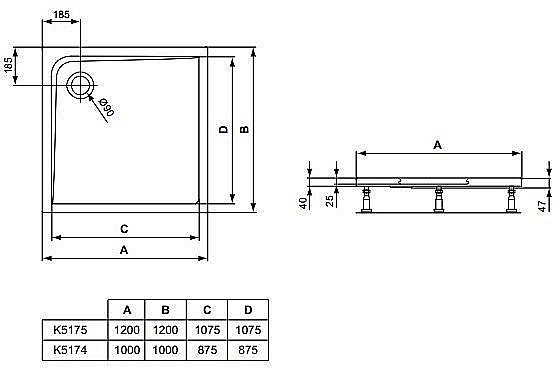Душевой поддон Ideal Standard Ultra Flat K517501 120x120 купить в интернет-магазине Sanbest