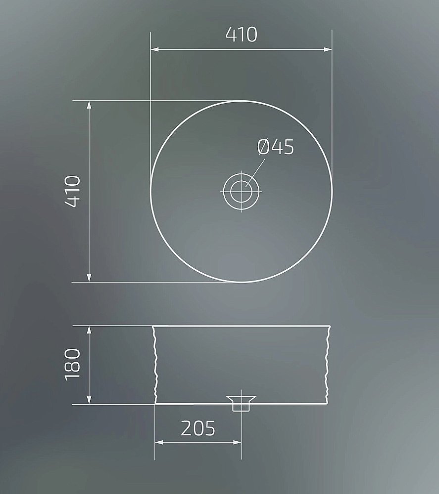 Раковина накладная Gid Esfera 41 Gm969 53335 серая матовая купить в интернет-магазине Sanbest