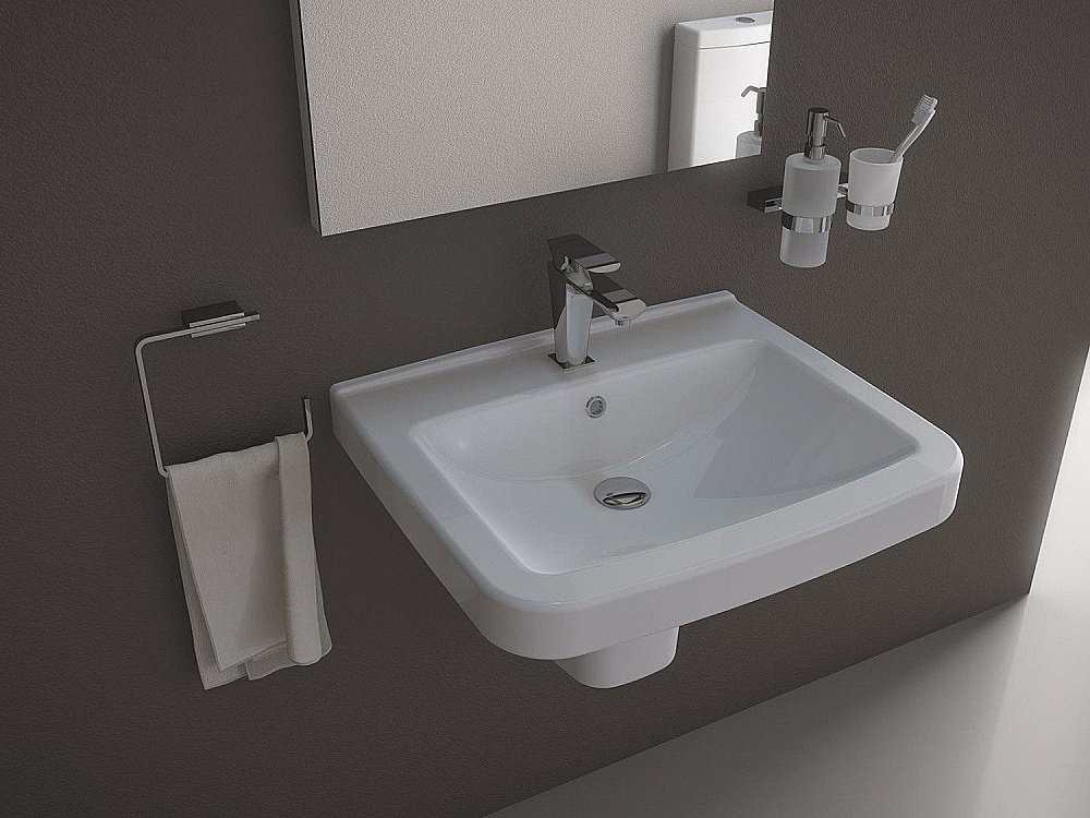 Раковина с полупьедесталом Creavit Lara 60 LR060-LR260 белая купить в интернет-магазине Sanbest