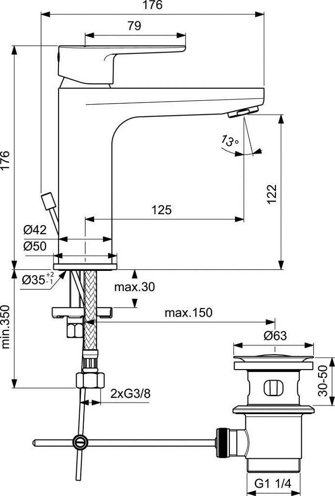 Смеситель для раковины Ideal Standard CERAFINE O BC699XG купить в интернет-магазине сантехники Sanbest