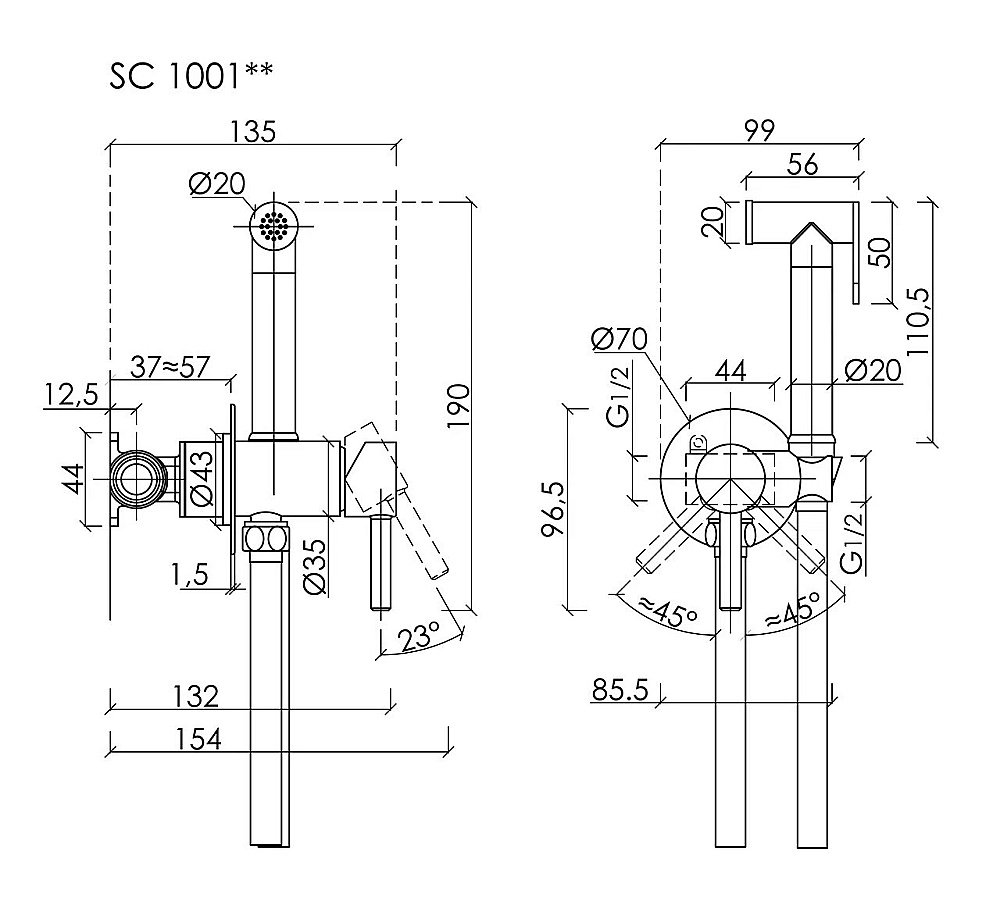 Гигиенический душ Sancos Start SC1001CH хром купить в интернет-магазине сантехники Sanbest