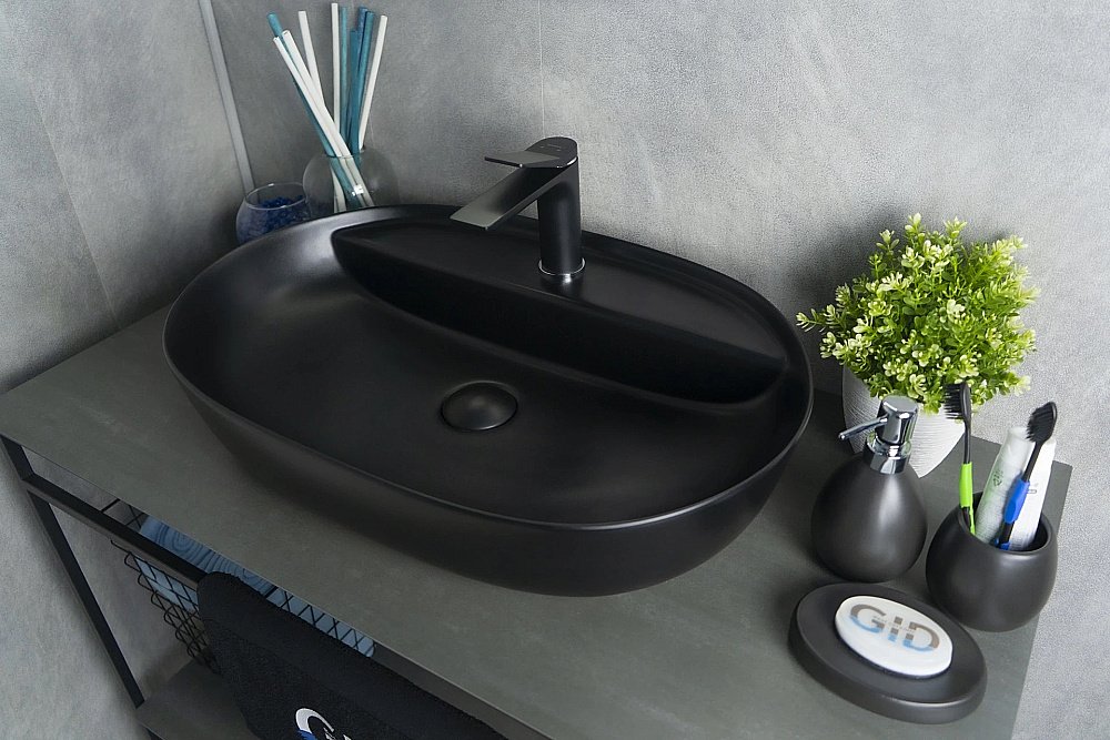 Раковина накладная Gid Lago 61 Bm1346 53345 черная матовая купить в интернет-магазине Sanbest