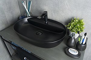 Раковина накладная Gid Lago 61 Bm1346 53345 черная матовая купить в интернет-магазине Sanbest