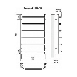 Полотенцесушитель электрический Terminus Виктория П6 500x796 левый/правый купить в интернет-магазине сантехники Sanbest