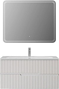 Тумба с раковиной Cezares DUET-N 100 DUET-N-1000-2C-SO-BO белая матовая для ванной в интернет-магазине Sanbest