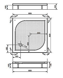 Душевой поддон Эстет Гамма 80x80 цвет по RAL купить в интернет-магазине Sanbest