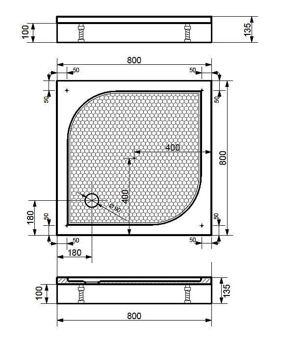 Душевой поддон Эстет Гамма 80x80 цвет по RAL купить в интернет-магазине Sanbest