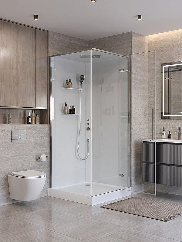 Душевая кабина BelBagno UNO-CAB-A-1 90x90 стекло прозрачное/профиль хром купить в интернет-магазине Sanbest