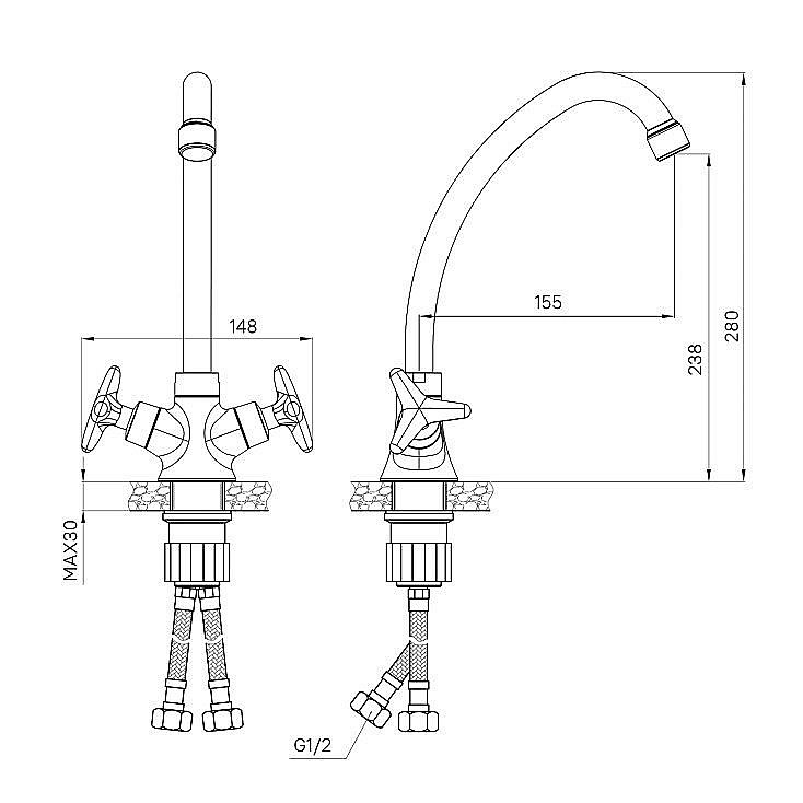 Смеситель для кухни Milardo Meal M03SB00M05 хром купить в интернет-магазине сантехники Sanbest