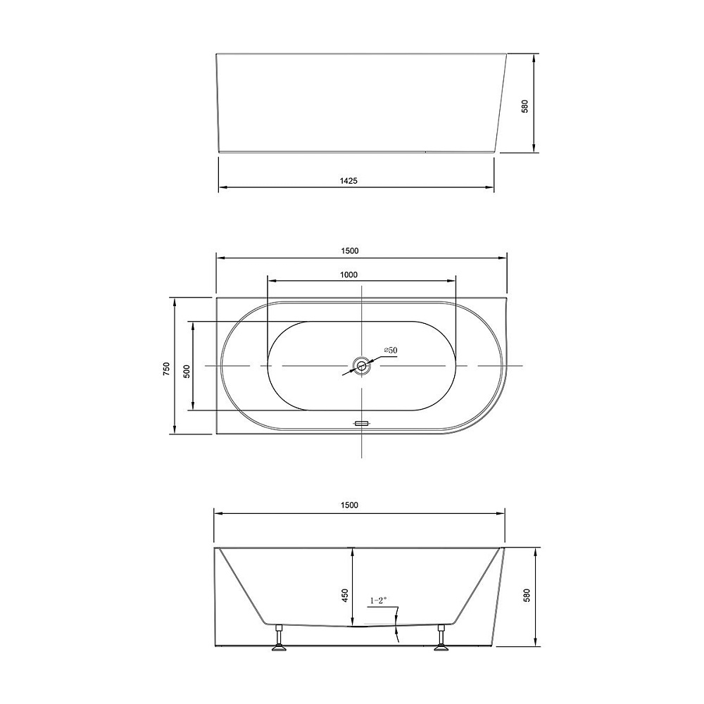 Ванна акриловая Vincea VBT-402-1500 купить в интернет-магазине Sanbest