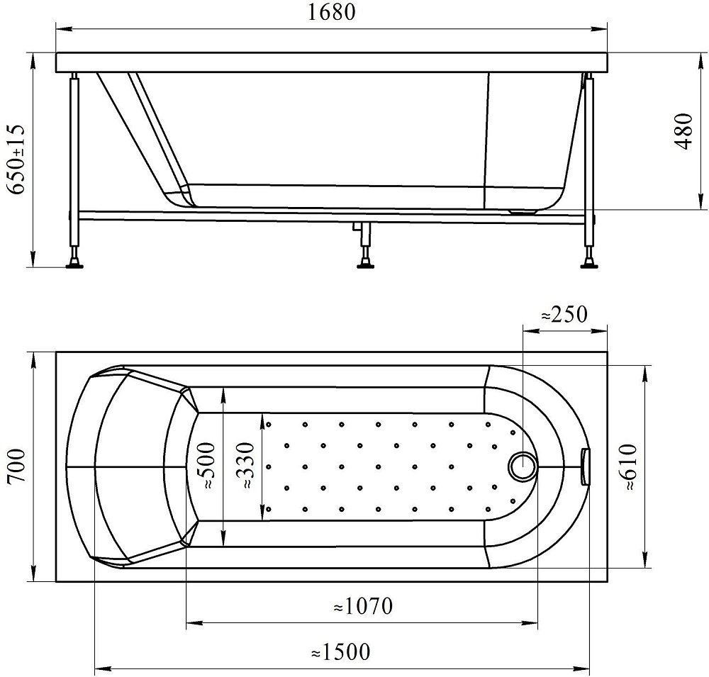 Акриловая ванна Vannesa Николь 168х70 с г/м Актив купить в интернет-магазине Sanbest