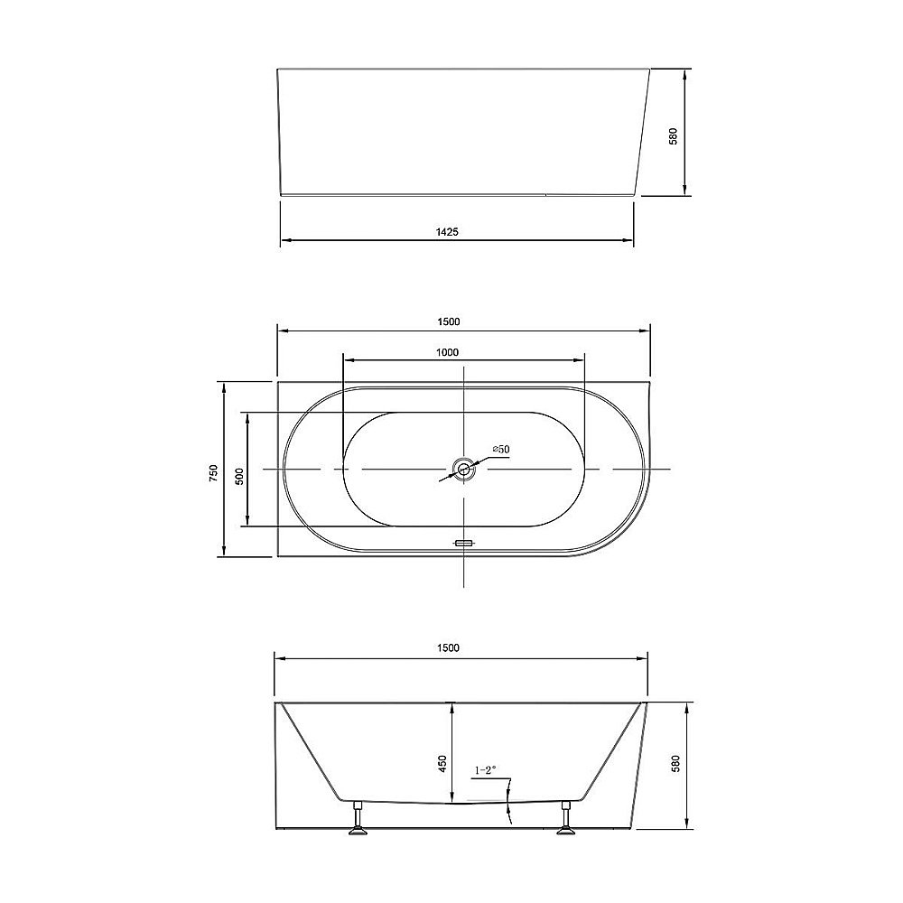 Ванна акриловая Vincea VBT-402-1500 купить в интернет-магазине Sanbest