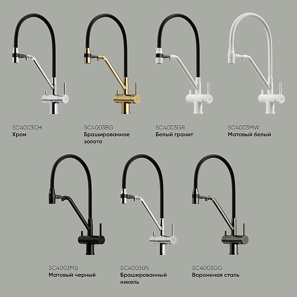 Смеситель для кухни Sancos Dora SC4003GR белый гранит купить в интернет-магазине сантехники Sanbest
