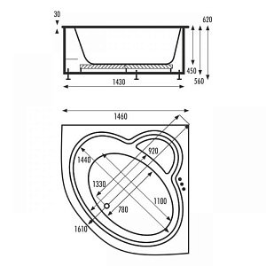 Ванна акриловая Vagnerplast Catalina 146x146 купить в интернет-магазине Sanbest