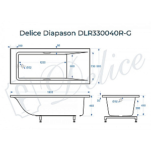 Ванна Delice Diapason DLR330040R-G 190х90 белая/ручки хром купить в интернет-магазине Sanbest