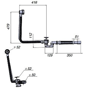 Слив-перелив для ванны AM.PM Gem W90A-1000-OFL купить в интернет-магазине сантехники Sanbest