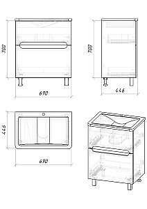 Тумба с раковиной напольная Grossman АДЕЛЬ-НОРМА 70 белая для ванной в интернет-магазине Sanbest
