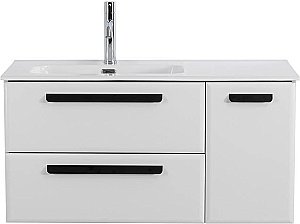 Тумба с раковиной Cezares ECO-CER-N 100 ECO-CER-N-1000-2C-1A-SO-BL белая глянцевая для ванной в интернет-магазине Sanbest