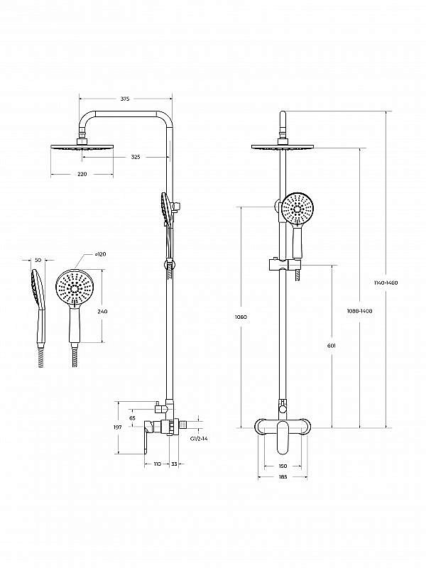 Душевая система Cezares STYLUS STYLUS-CD-IN сатин купить в интернет-магазине сантехники Sanbest