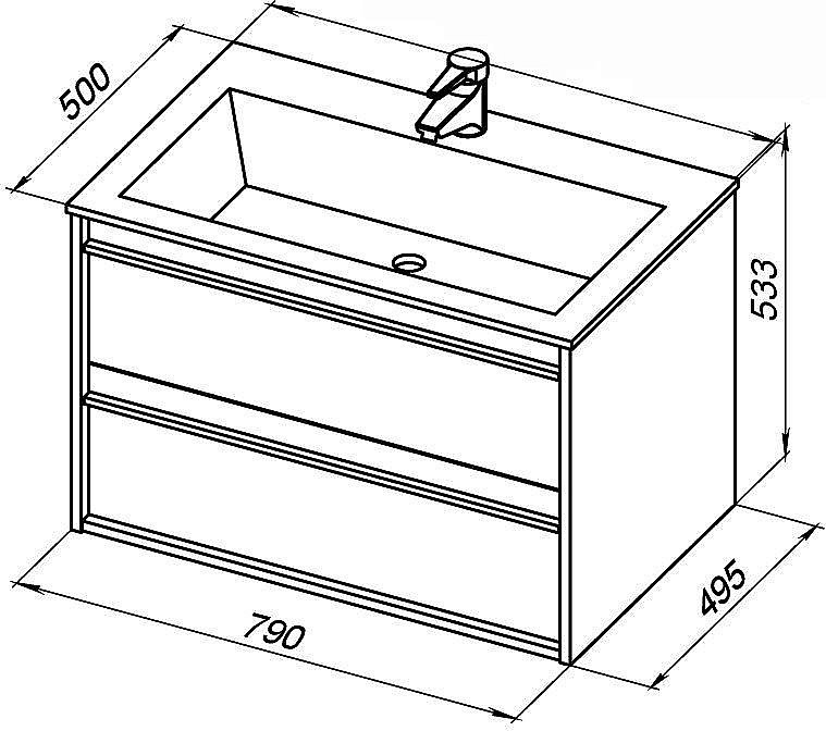 Тумба с раковиной Aquanet Lino 80 Дуб Веллингтон для ванной в интернет-магазине Sanbest
