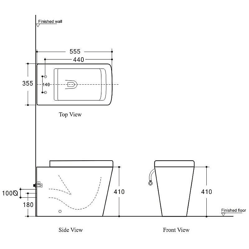 Унитаз приставной Aquanet Rimless Tavr-F BL-103N-FST с крышкой микролифт, безободковый купить в интернет-магазине Sanbest