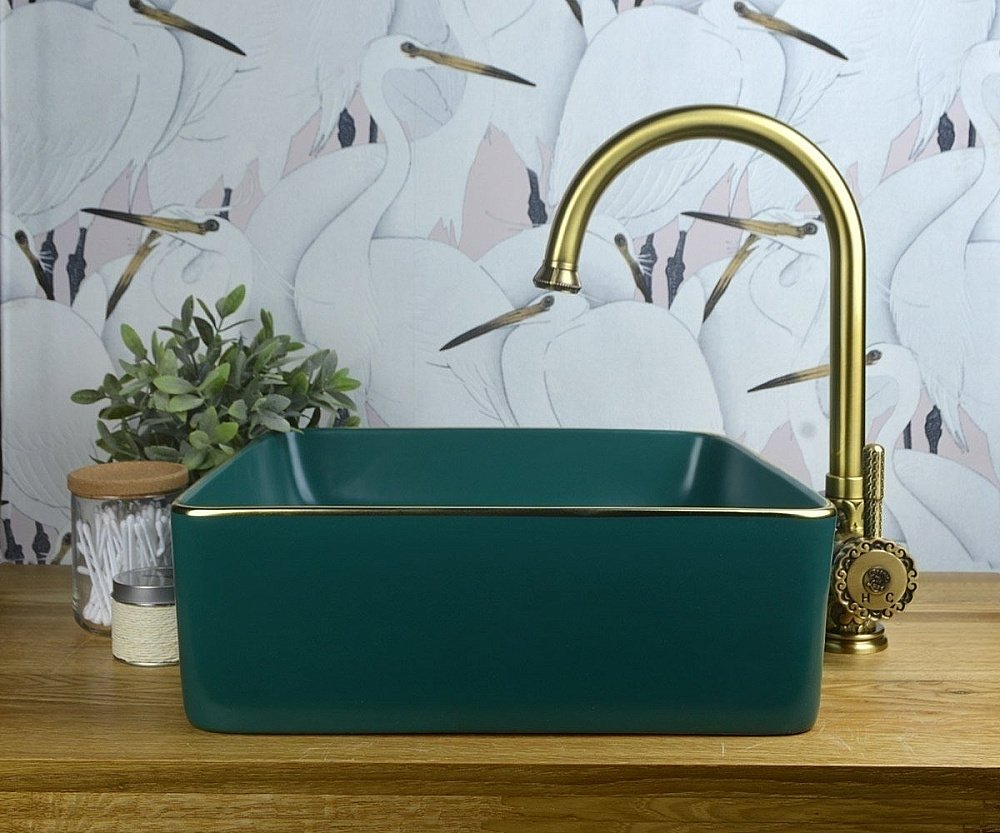 Раковина накладная Bronze de Luxe 40 1063 зеленая матовая купить в интернет-магазине Sanbest