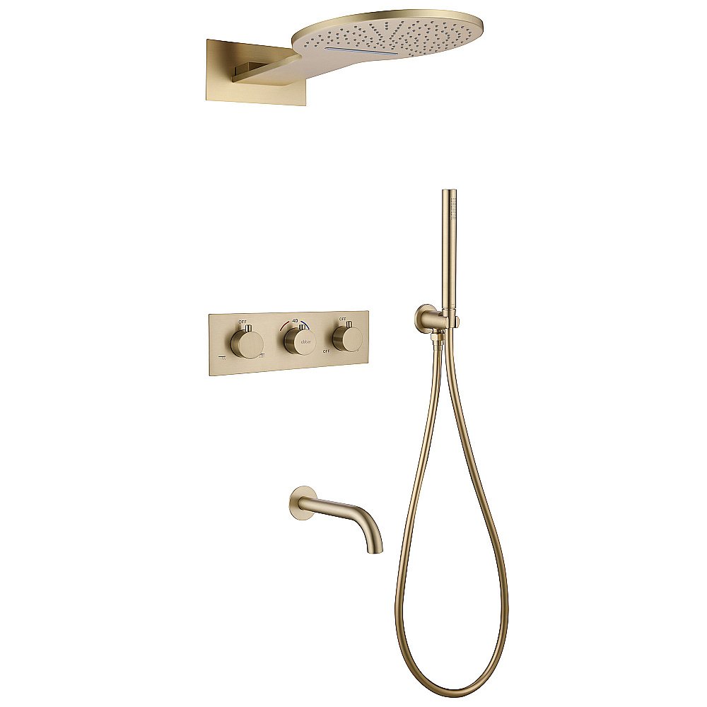 Душевая система ABBER Wasser Kreis AF8150G золото матовое купить в интернет-магазине сантехники Sanbest