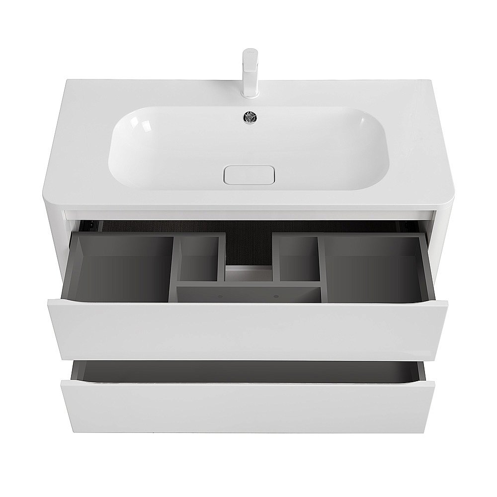 Тумба с раковиной Cezares RELAX 100 Bianco Lucido для ванной в интернет-магазине Sanbest