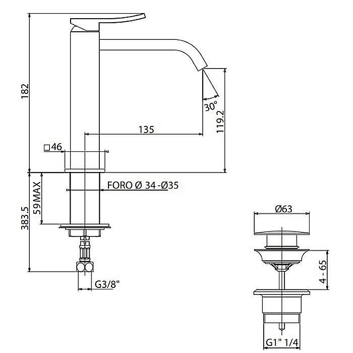 Смеситель для раковины Gattoni Ely 8844/88C0 купить в интернет-магазине сантехники Sanbest