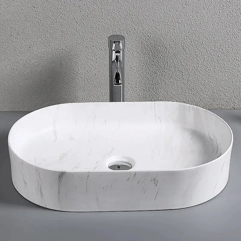 Раковина накладная CeruttiSpa 50 CR0055B MMW1 мрамор белый матовый купить в интернет-магазине Sanbest