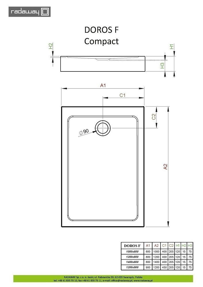 Душевой поддон Radaway Doros F Compact 120x80 купить в интернет-магазине Sanbest