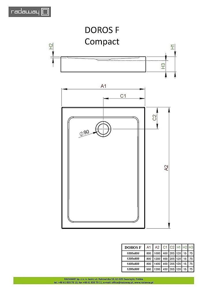 Душевой поддон Radaway Doros F Compact SDRFP1280-05 120x80 белый купить в интернет-магазине Sanbest
