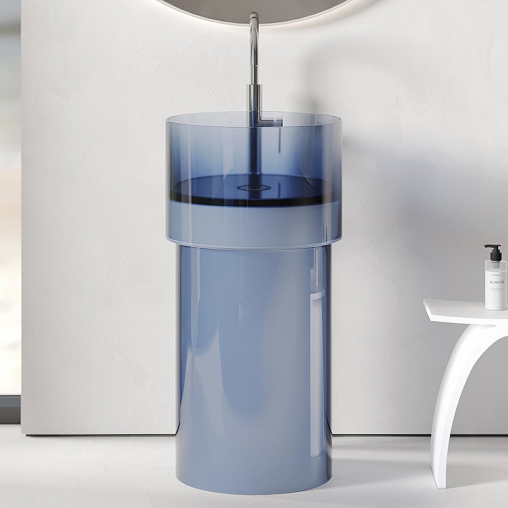 Раковина отдельностоящая прозрачная ABBER Kristall AT2701Saphir синяя купить в интернет-магазине Sanbest