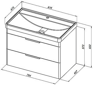 Тумба с раковиной Aquanet Ирис new 80 подвесная белый глянец для ванной в интернет-магазине Sanbest